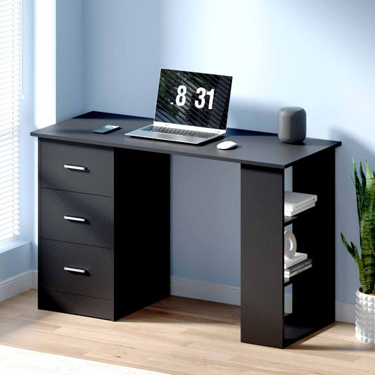 Image of artiss computer desk drawer shelf cabinet black 120cm  suitable for aged care, corporate offices, and commercial settings