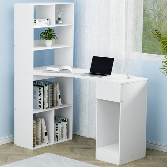 Image of artiss computer desk bookshelf drawer cabinet white 120cm  suitable for aged care, corporate offices, and commercial settings