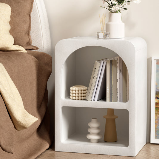 Image of artiss bedside table shelves side end table storage nightstand white arched  ideal for luxury casual home interiors