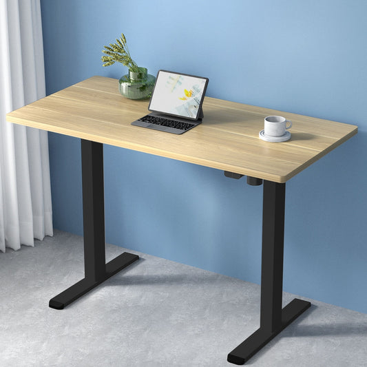 Image of artiss standing desk motorised white oak 140cm  suitable for aged care, corporate offices, and commercial settings
