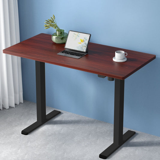 Image of artiss standing desk motorised walnut 140cm  suitable for aged care, corporate offices, and commercial settings