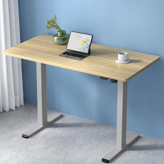 Image of artiss standing desk motorised 140cm white oak  suitable for aged care, corporate offices, and commercial settings