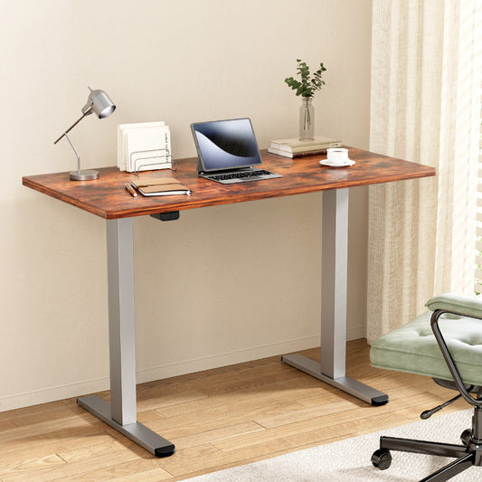 Image of artiss standing desk motorised 140cm rustic brown  suitable for aged care, corporate offices, and commercial settings