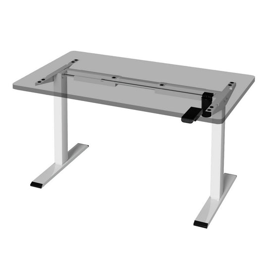 Image of artiss electric standing desk frame only height adjustable 70kg load white  suitable for aged care, corporate offices, and commercial settings