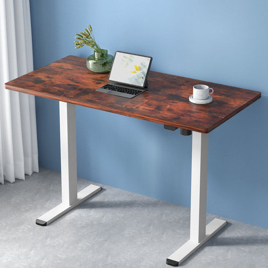 Image of artiss standing desk motorised sit stand desks rustic brown 140cm  suitable for aged care, corporate offices, and commercial settings