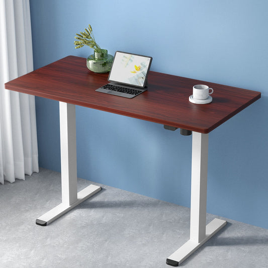 Image of artiss standing desk motorised sit stand desks walnut 140cm  suitable for aged care, corporate offices, and commercial settings