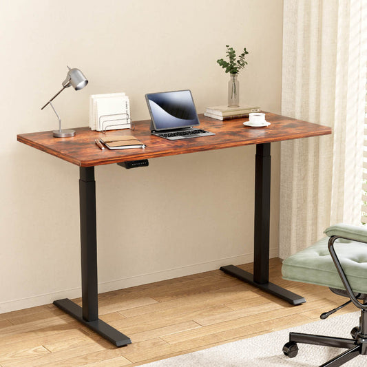Image of artiss standing desk motorised dual motor rustic brwon 140cm  suitable for aged care, corporate offices, and commercial settings