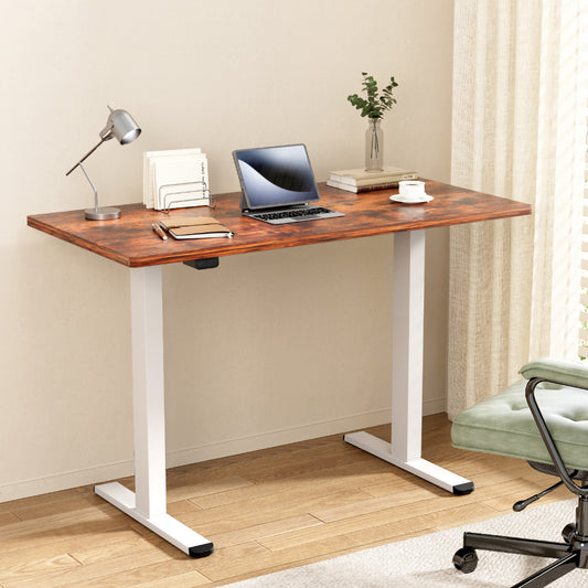 Image of artiss standing desk motorised dual motor 140cm rustic brwon  suitable for aged care, corporate offices, and commercial settings