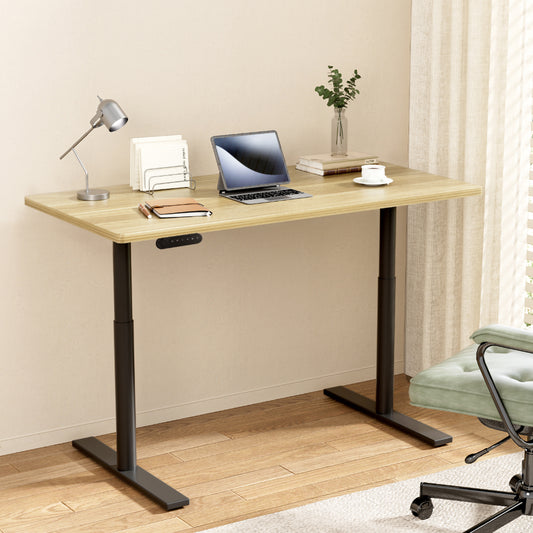 Image of artiss standing desk motorised electric dual motor white oak 120cm  suitable for aged care, corporate offices, and commercial settings