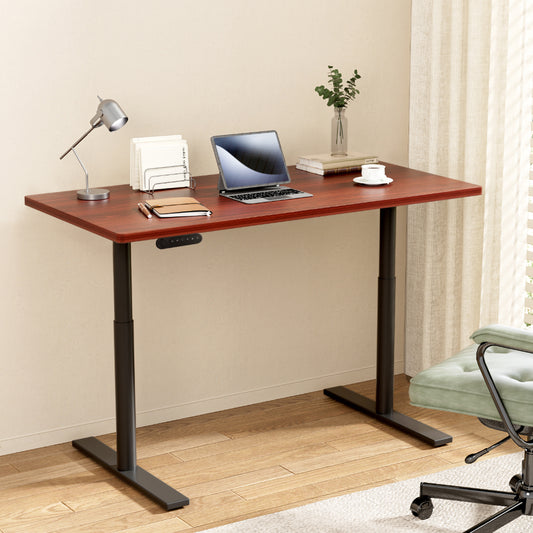 Image of artiss standing desk motorised electric dual motor walnut 140cm  suitable for aged care, corporate offices, and commercial settings