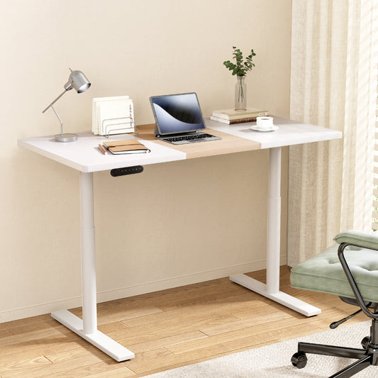 Image of artiss standing desk motorised electric dual motor splice white pine 120cm  suitable for aged care, corporate offices, and commercial settings