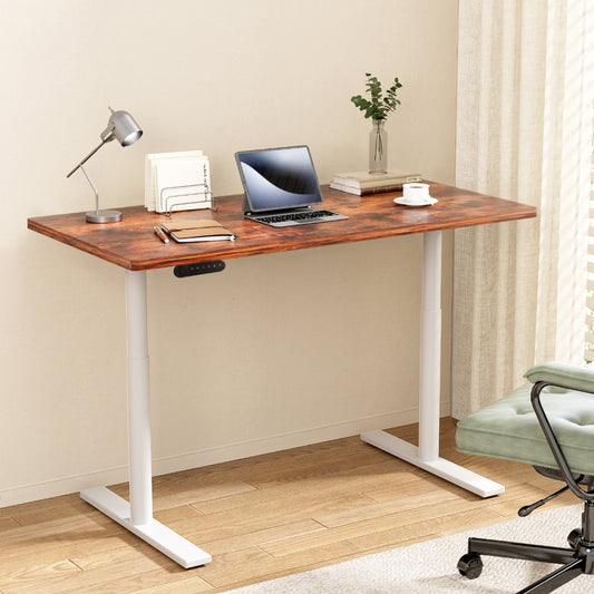 Image of artiss standing desk motorised electric dual motor 140cm rustic brown  suitable for aged care, corporate offices, and commercial settings
