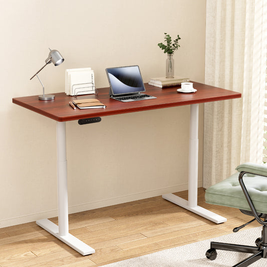 Image of artiss standing desk motorised electric dual motor 140cm walnut  suitable for aged care, corporate offices, and commercial settings