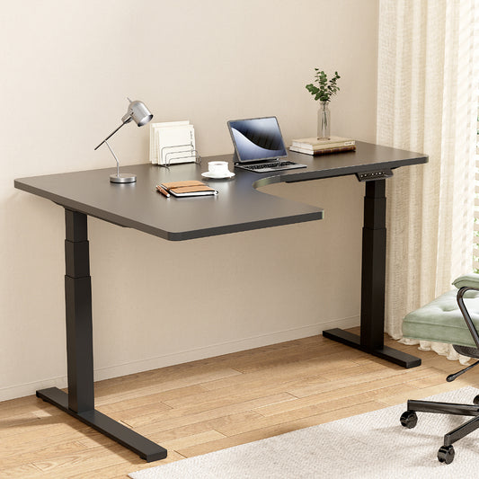 Image of artiss standing desks l-shape motorised 160cm black  suitable for aged care, corporate offices, and commercial settings