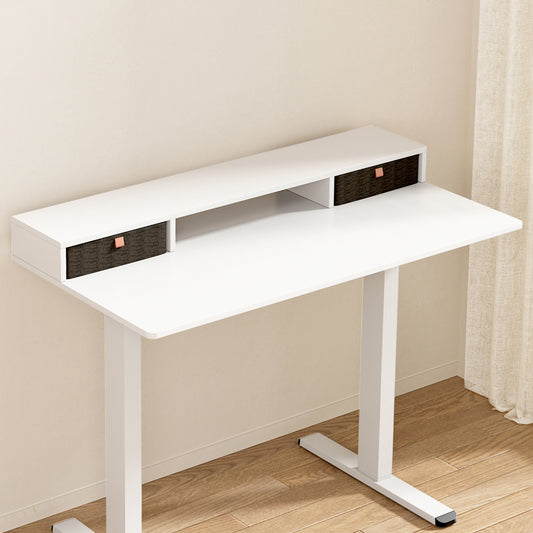 Image of artiss standing desk desktop storage rack shelf removable bookshelf drawer 120cm  suitable for aged care, corporate offices, and commercial settings