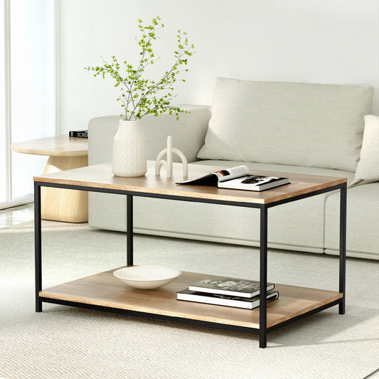 Image of artiss coffee table rectangular 93cm walnut olin  ideal for luxury casual home interiors