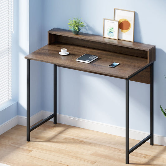 Image of artiss computer desk shelf oak 100cm  suitable for aged care, corporate offices, and commercial settings