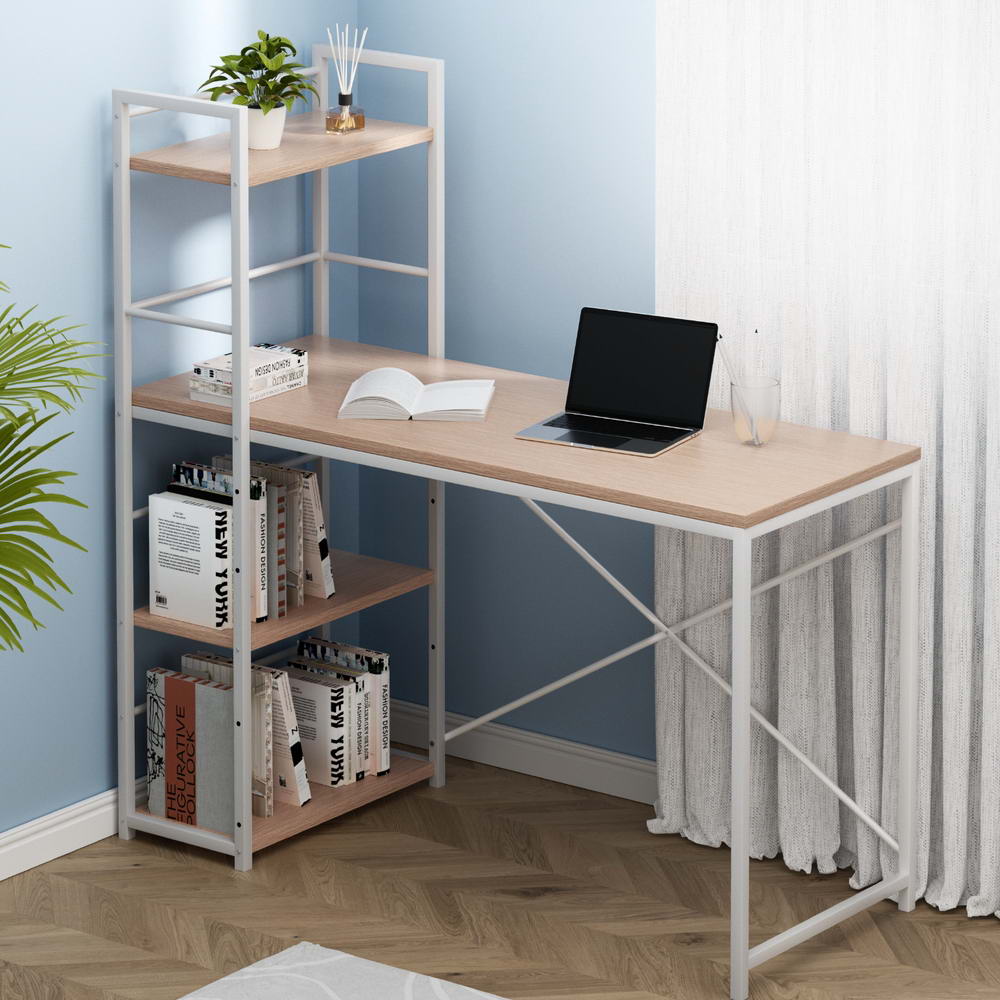 Image of artiss computer desk shelf oak 120cm  suitable for aged care, corporate offices, and commercial settings