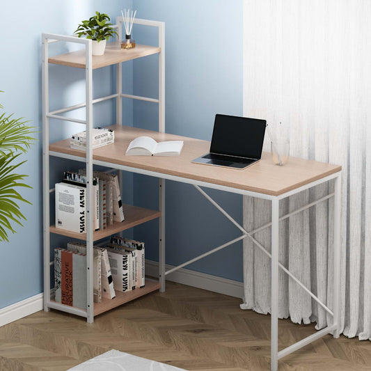 Image of artiss computer desk shelf oak 120cm  suitable for aged care, corporate offices, and commercial settings