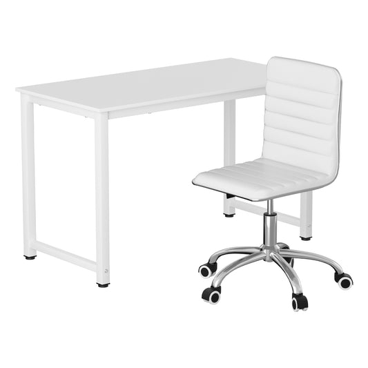 Image of artiss computer desk 120cm executive office chairs set pu leather low back white  versatile for both home and professional use