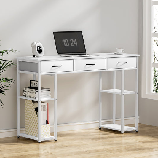 Image of artiss computer desk drawer shelves study table 120cm white  suitable for aged care, corporate offices, and commercial settings