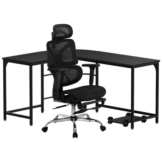 Image of artiss computer desk l-shape study desks ergonomic office chair mesh chairs  versatile for both home and professional use