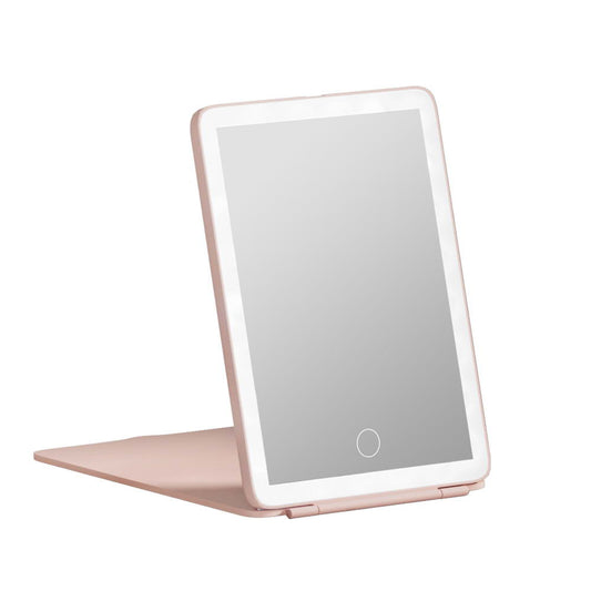 Image of embellir compact makeup mirror w/ led light portable foldable travel beauty pink  available at The Epic Shop
