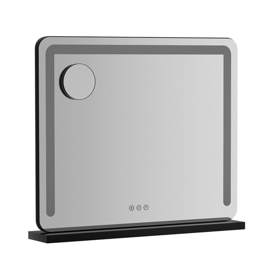 Image of embellir makeup mirror 60x50cm hollywood vanity with led light tabletop black  ideal for luxury casual home interiors