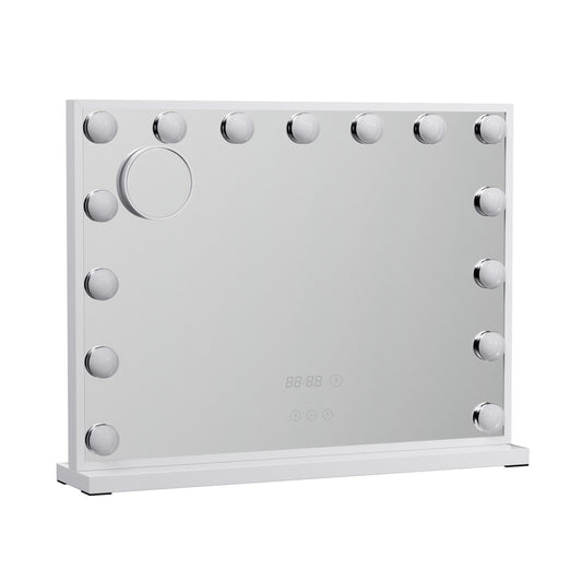 Image of embellir makeup mirror 58x45cm hollywood vanity with led light tabletop white  ideal for luxury casual home interiors