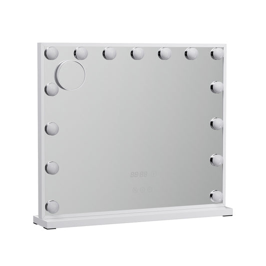 Image of embellir makeup mirror 60x52cm hollywood vanity with led light tabletop white  ideal for luxury casual home interiors
