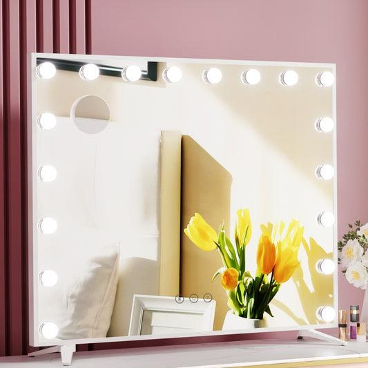 Image of 80x65cm embellir makeup mirror hollywood vanity with led light white frame  ideal for luxury casual home interiors