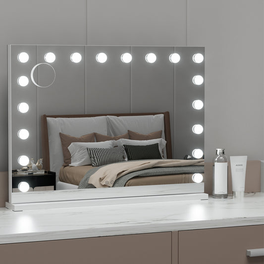 Image of embellir makeup mirror 80x58cm hollywood vanity with led light tabletop wall  ideal for luxury casual home interiors