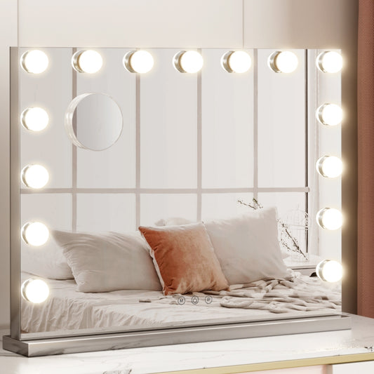 Image of embellir makeup mirror 58x46cm hollywood vanity with led light tabletop wall  ideal for luxury casual home interiors