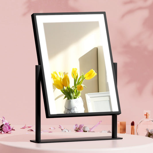 Image of embellir makeup mirror 30x40cm hollywood vanity with led light rotation black  available at The Epic Shop