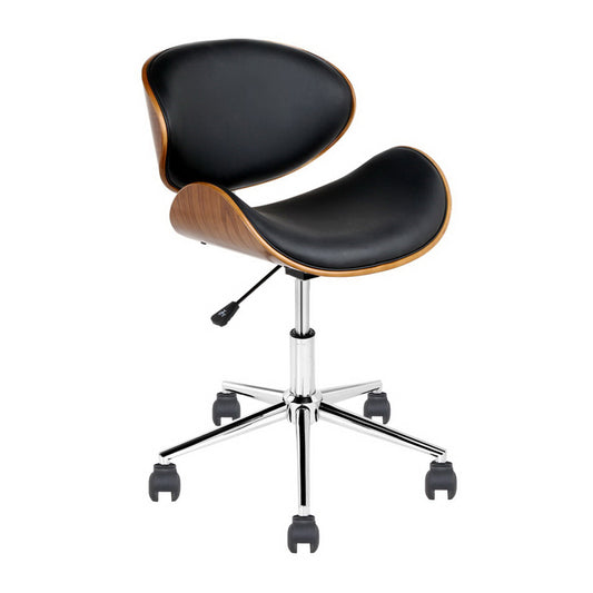 Image of artiss wooden office chair leather seat black  suitable for aged care, corporate offices, and commercial settings