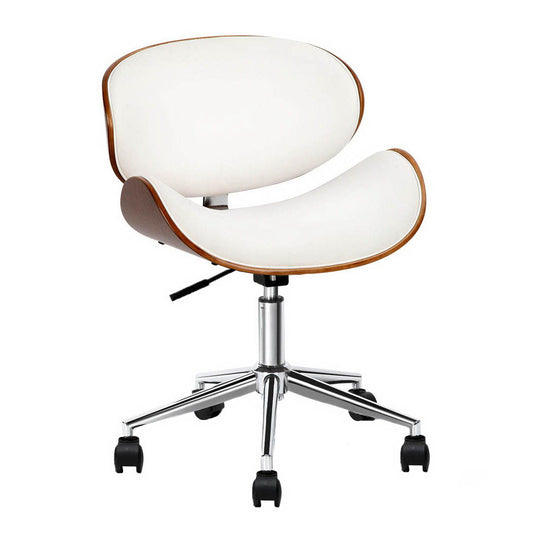 Image of artiss wooden office chair leather seat white  suitable for aged care, corporate offices, and commercial settings