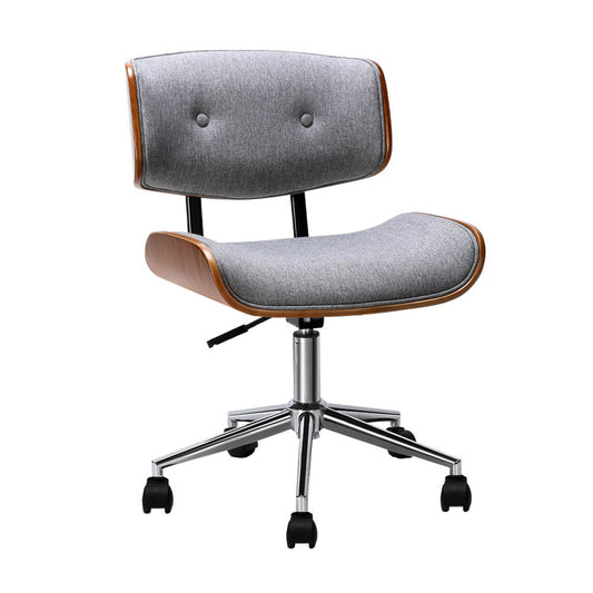 Image of artiss wooden office chair fabric seat grey  suitable for aged care, corporate offices, and commercial settings