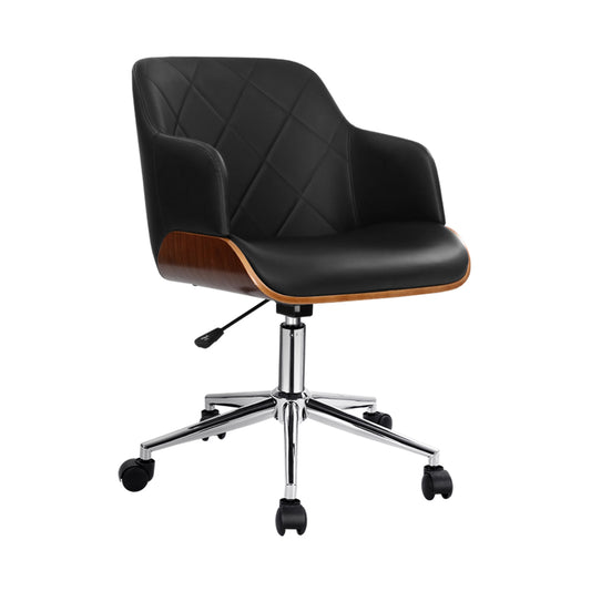 Image of artiss wooden office chair fabric seat black  suitable for aged care, corporate offices, and commercial settings