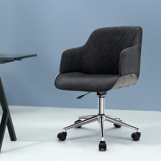 Image of artiss wooden office chair fabric seat grey  suitable for aged care, corporate offices, and commercial settings