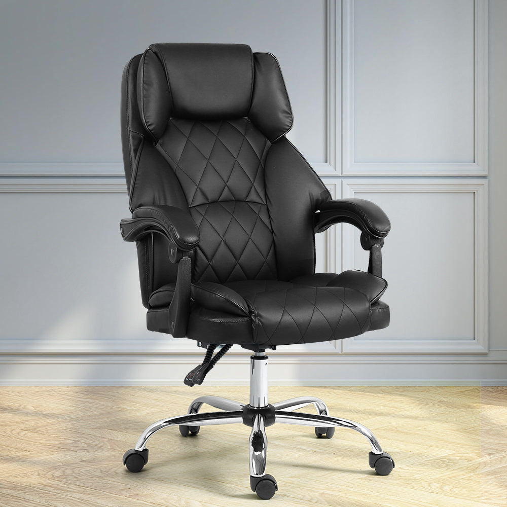 Image of artiss executive office chair leather recliner black  suitable for aged care, corporate offices, and commercial settings