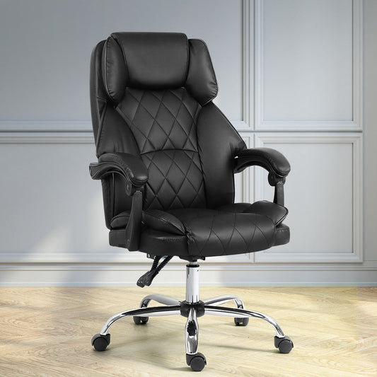 Image of artiss executive office chair leather recliner black  suitable for aged care, corporate offices, and commercial settings