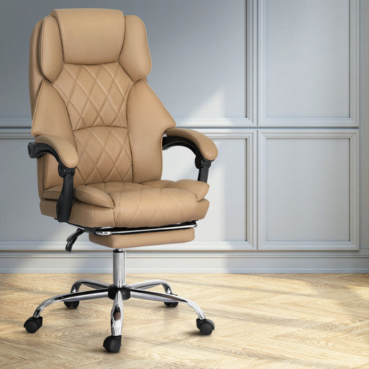 Image of artiss executive office chair leather footrest espresso  suitable for aged care, corporate offices, and commercial settings