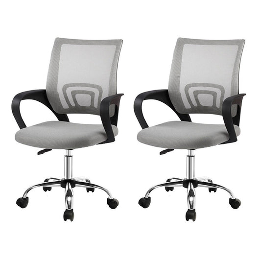 Image of artiss 2x mesh office chair mid back grey  suitable for aged care, corporate offices, and commercial settings