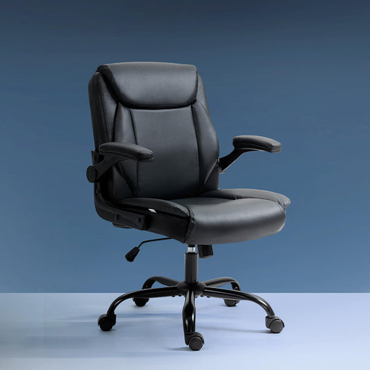 Image of artiss executive office chair mid back black  suitable for aged care, corporate offices, and commercial settings