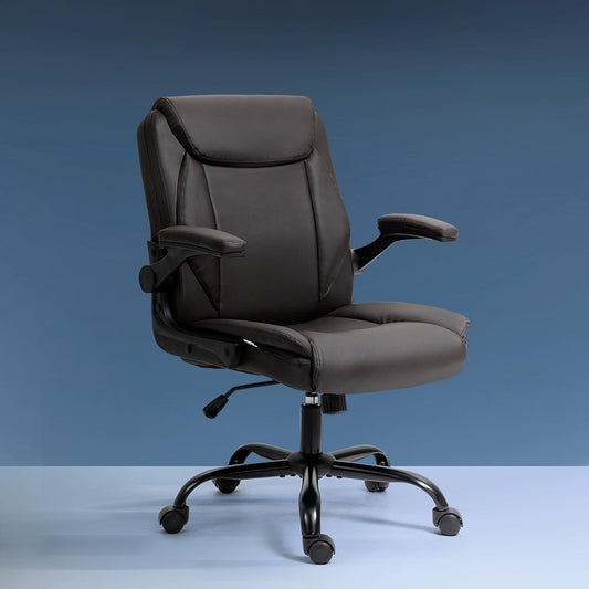 Image of artiss executive office chair mid back brwon  suitable for aged care, corporate offices, and commercial settings