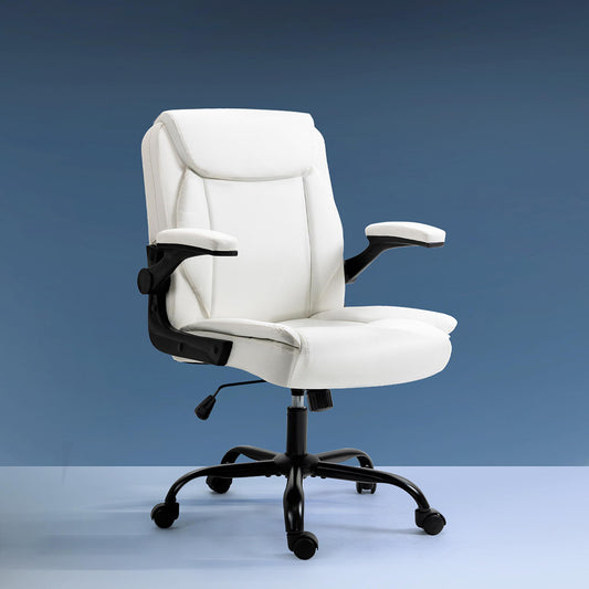 Image of artiss executive office chair mid back white  suitable for aged care, corporate offices, and commercial settings