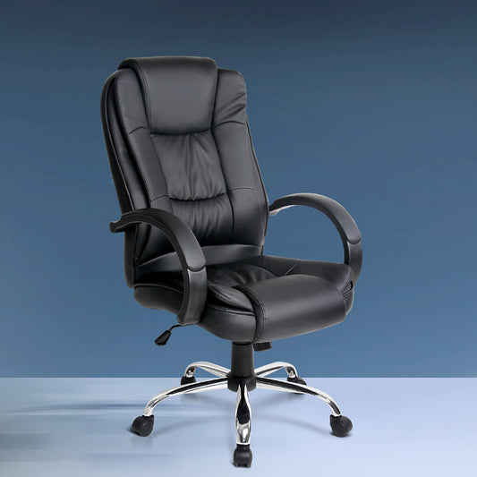 Image of artiss executive office chair leather tilt black  versatile for both home and professional use