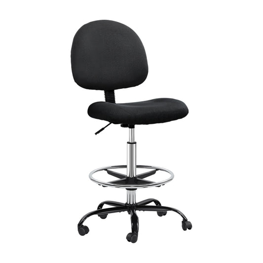 Image of artiss office chair drafting stool fabric chairs black  suitable for aged care, corporate offices, and commercial settings