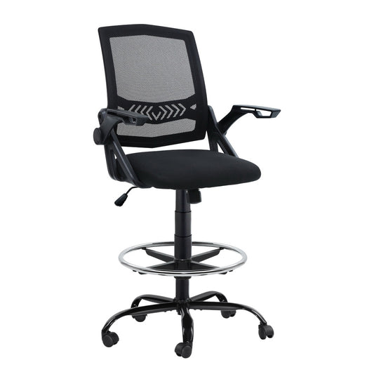 Image of artiss office chair drafting stool mesh chairs black  suitable for aged care, corporate offices, and commercial settings