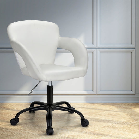 Image of artiss office chair mid back white  suitable for aged care, corporate offices, and commercial settings
